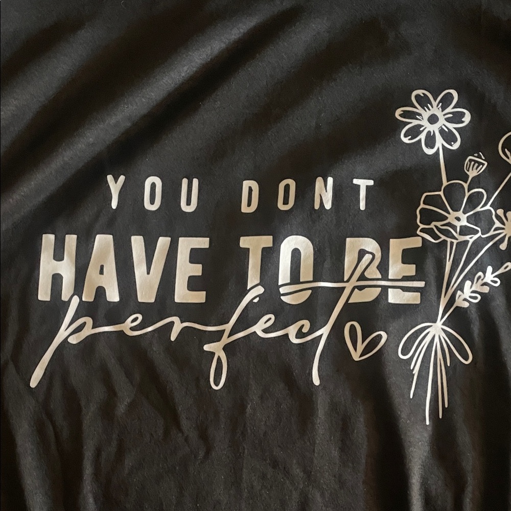 Black Graphic T-Shirt with White Floral Design - Picture 5 of 5